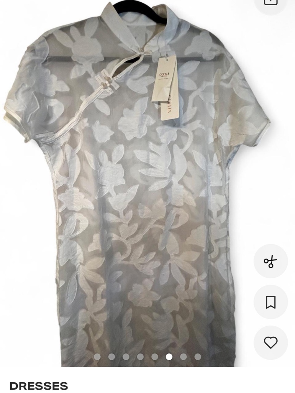 Goelia White Silk Floral Embroidered Dress